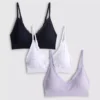 Conjunto de 3 bralettes sem costuras com acabamentos em renda