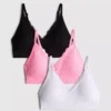 Conjunto de 3 bralettes sem costuras com acabamentos em renda