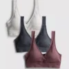 Conjunto de 3 bralettes sem costuras com decote em V