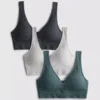 Conjunto de 3 bralettes sem costuras com decote em V