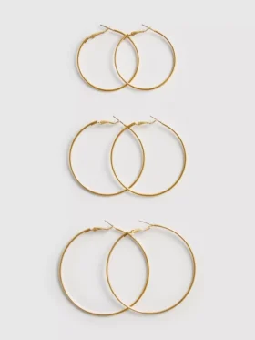 Conjunto de 3 brincos de argola grandes