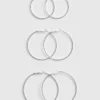 Conjunto de 3 brincos de argola grandes