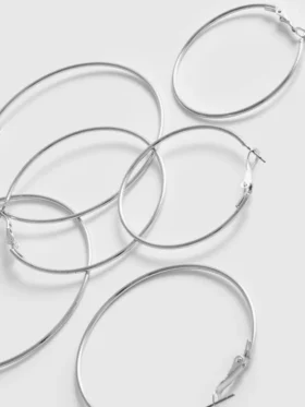 Conjunto de 3 brincos de argola grandes
