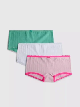 Conjunto de 3 calções mini tipo boxers com padrão pointelle