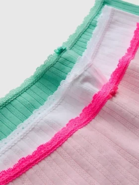 Conjunto de 3 calções mini tipo boxers com padrão pointelle