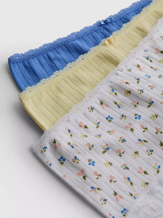 Conjunto de 3 calções mini tipo boxers com padrão pointelle