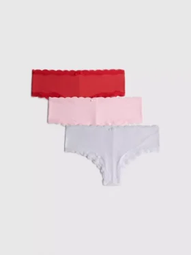 Conjunto de 3 cuecas hipster de microfibra com nervuras
