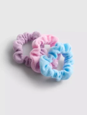 Conjunto de 3 elásticos de cabelo em tecido felpudo