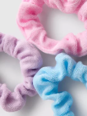 Conjunto de 3 elásticos de cabelo em tecido felpudo