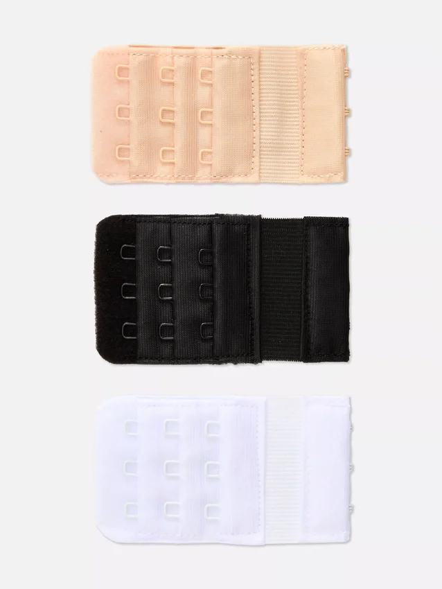 Conjunto de 3 extensores de sutiã com ganchos e olhais