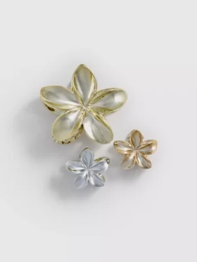 Conjunto de 3 ganchos de cabelo com flores