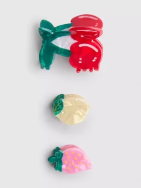 Conjunto de 3 ganchos de cabelo em forma de fruta