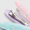Conjunto de 3 ganchos de cabelo ovais em resina