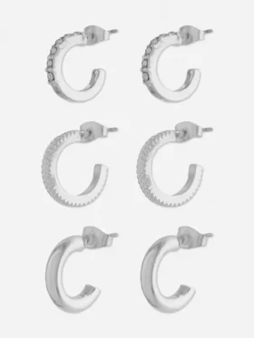 Conjunto de 3 mini brincos de argola