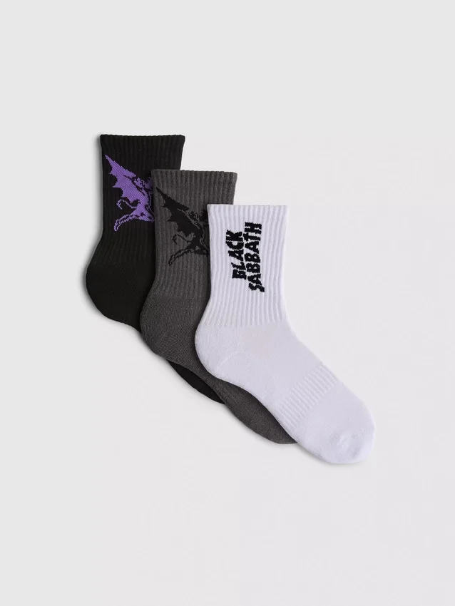 Conjunto de 3 pares de meias Black Sabbath