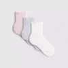 Conjunto de 3 pares de meias curtas com acabamento em alface