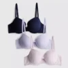 Conjunto de 3 soutiens estampados A-E com alto teor de algodão