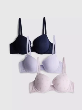 Conjunto de 3 soutiens estampados A-E com alto teor de algodão