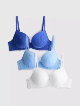 Conjunto de 3 soutiens push-up de renda, tamanhos A-E