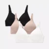 Conjunto de 3 soutiens sem aro com acabamento escovado
