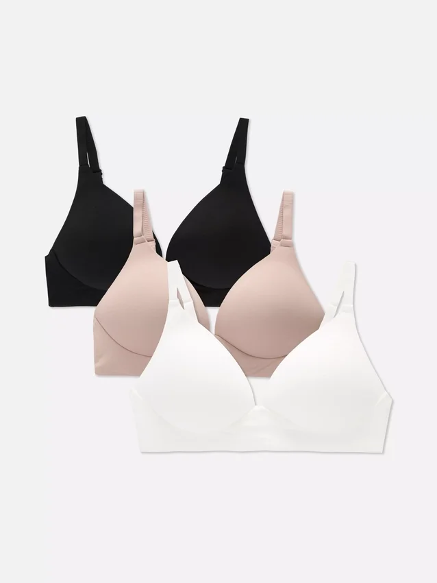Conjunto de 3 soutiens sem aro com acabamento escovado