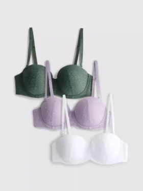 Conjunto de 3 soutiens type balcão avec dentelle, tailles A-E