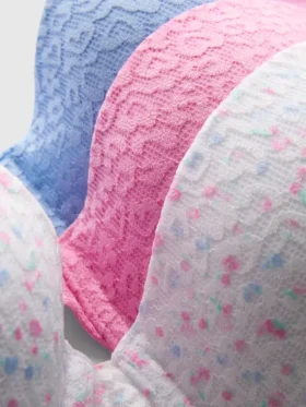 Conjunto de 3 soutiens type t-shirt en tissu de dentelle
