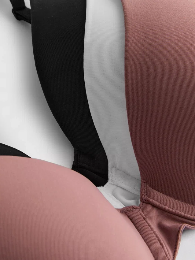 Conjunto de 3 sutiãs tipo t-shirt de cobertura total