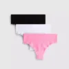 Conjunto de 3 tangas de renda canelada sem costuras