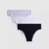 Conjunto de 3 tangas de renda canelada sem costuras