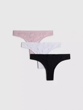Conjunto de 3 tangas jacquard sem costuras