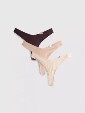 Conjunto de 3 tangas Miami com nervuras, com elevado teor de algodão
