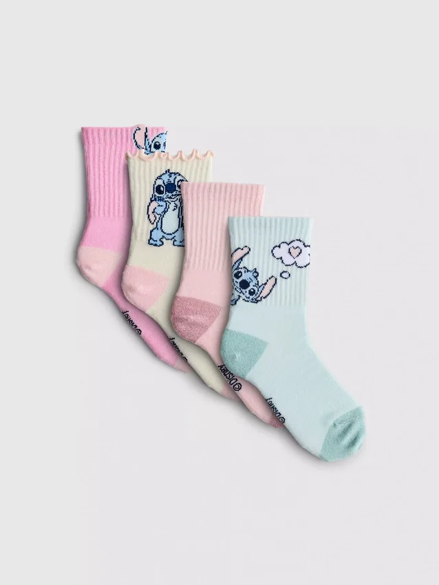 Conjunto de 4 pares de meias curtas com o Stitch da Disney