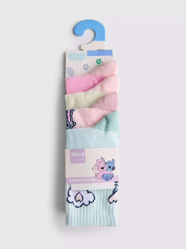 Conjunto de 4 pares de meias curtas com o Stitch da Disney