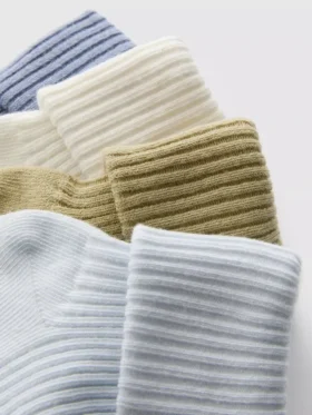 Conjunto de 4 pares de meias de cano curto com nervuras para bebé