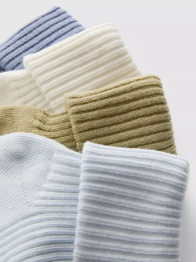 Conjunto de 4 pares de meias de cano curto com nervuras para bebé