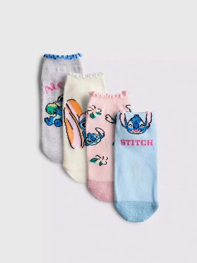 Conjunto de 4 pares de meias de sapatilhas do Stitch da Disney
