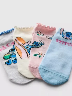 Conjunto de 4 pares de meias de sapatilhas do Stitch da Disney