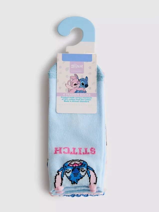 Conjunto de 4 pares de meias de sapatilhas do Stitch da Disney