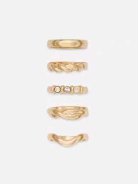 Conjunto de 5 anéis com designs variados