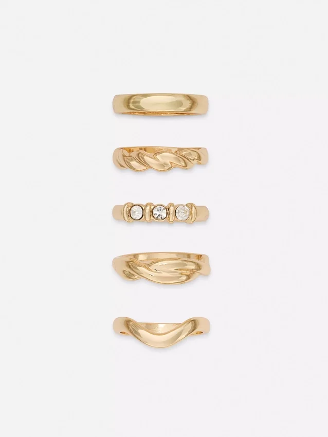 Conjunto de 5 anéis com designs variados