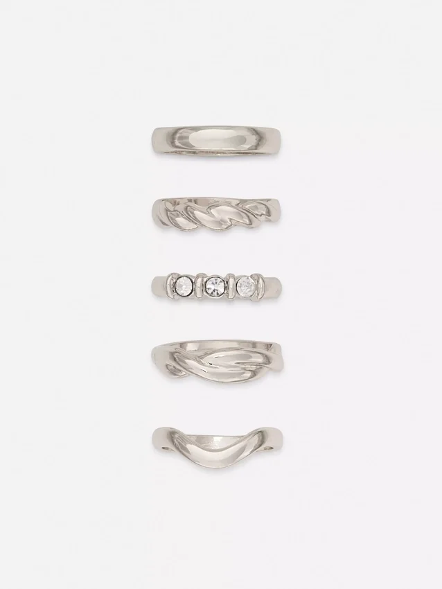 Conjunto de 5 anéis com designs variados