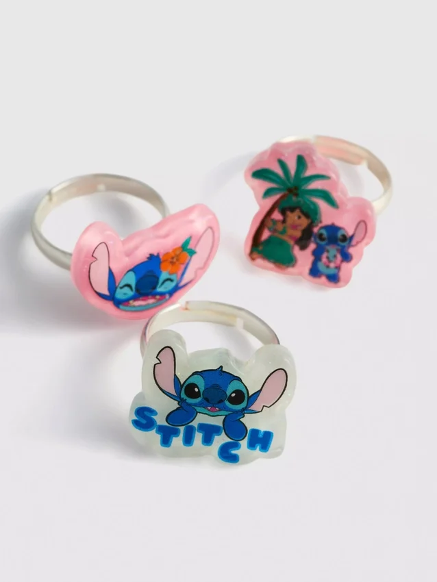 Conjunto de 5 anéis com pingentes do Stitch da Disney