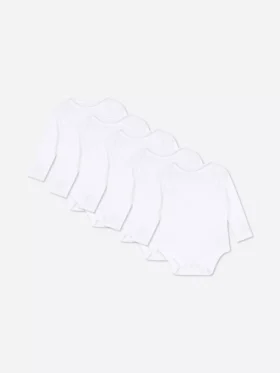 Conjunto de 5 bodys essenciais de manga comprida