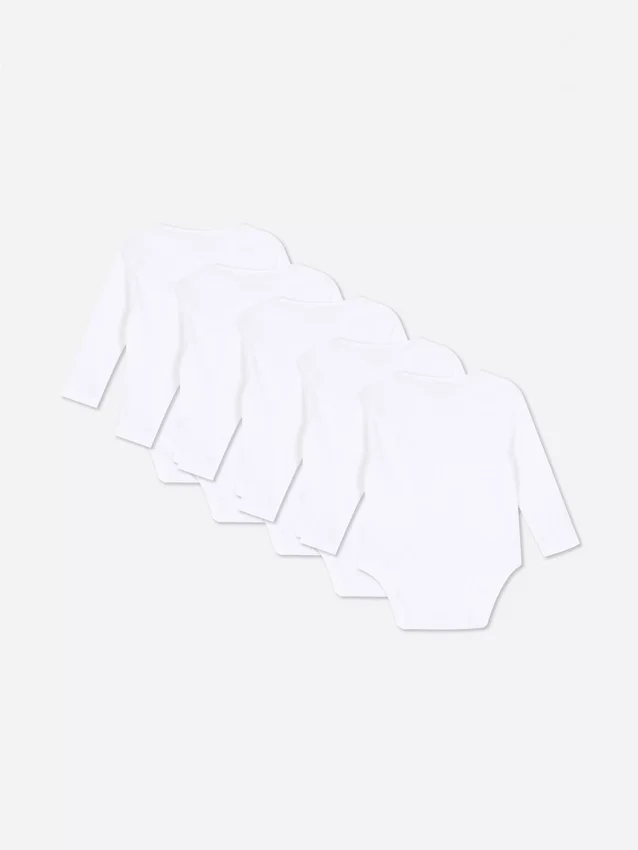 Conjunto de 5 bodys essenciais de manga comprida