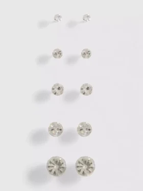 Conjunto de 5 brincos com pedras