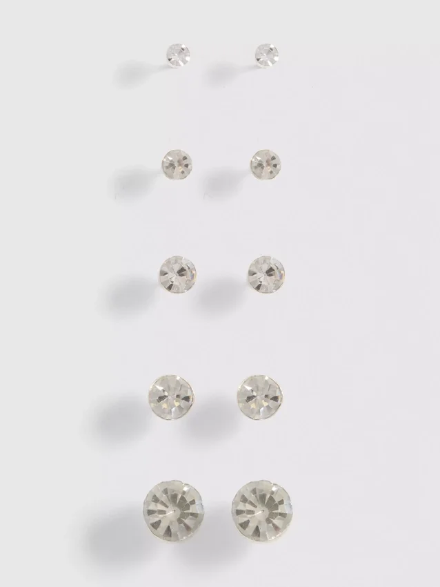 Conjunto de 5 brincos com pedras