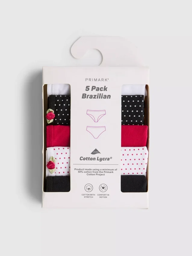 Conjunto de 5 cuecas brasileiras estampadas com alto teor de algodão