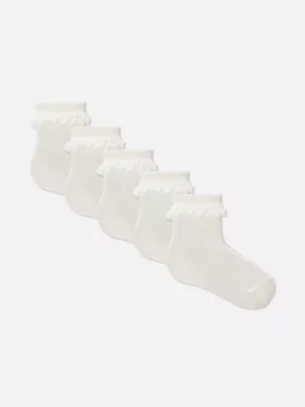 Conjunto de 5 pares de meias com acabamento em folhos