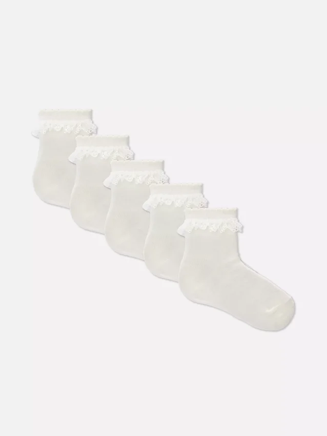 Conjunto de 5 pares de meias com acabamento em folhos